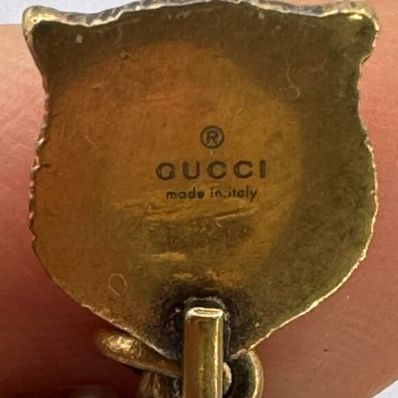 Gucci Pre-Owned Feline Tiger Head Embellished Big Faux Pearl Clip On Earrings - Picture 3 of 5